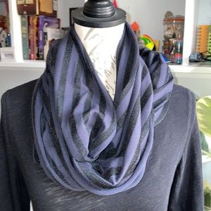 NWOT Infinity Scarf, Dark Purple/Blue and Black W/ Sparkle Stripes. Lightweight.
